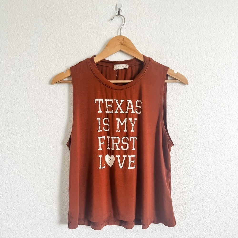 Alter’d State “Texas is My First Love” Burned Orange Crop Tank